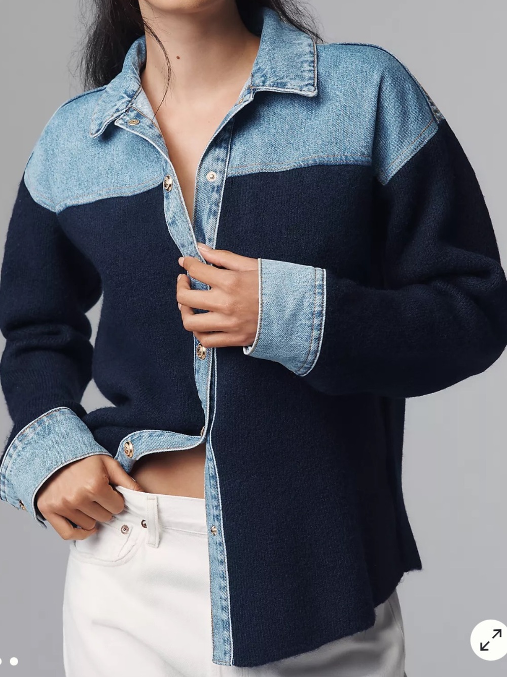 NWT Pilcro Media Sweater Denim Jacket - Picture 2 of 9